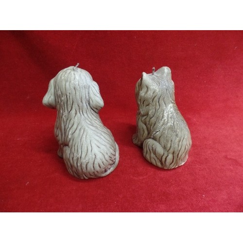 68 - A DOG AND A CAT, ORNAMENTAL CANDLES. TALLEST 15CM H.