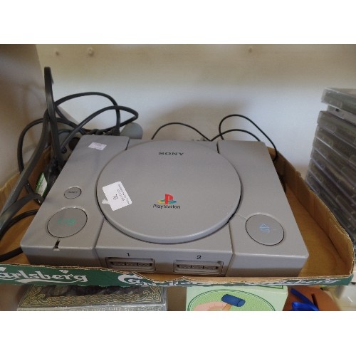 70 - SONY PLAYSTATION 1 CONSOLE, CONTROLS, LEADS & 9 X PLAYSTATION GAMES. INC 40 WINKS, BRIAN LARA CRICKE... 