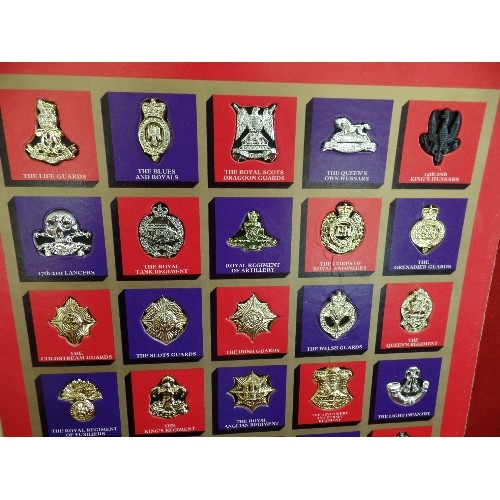 95 - COLLECTION OF BADGES 'THE GREAT BRITISH REGIMENTS' COMPLETE & DISPLAYED IN FOLDER.