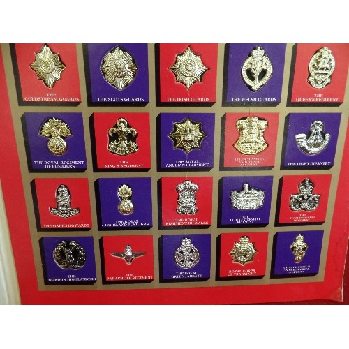 95 - COLLECTION OF BADGES 'THE GREAT BRITISH REGIMENTS' COMPLETE & DISPLAYED IN FOLDER.