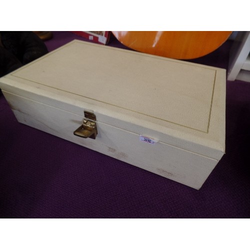 96 - 2 TIER JEWELLERY BOX CONTAINING COSTUME JEWELLERY. PURPLE VELVET LINED.