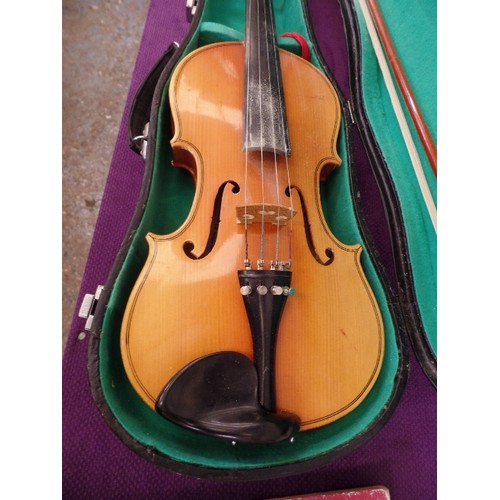 97 - LARK VIOLIN AND BOW. MADE IN SHANGHAI. WITH CASE.