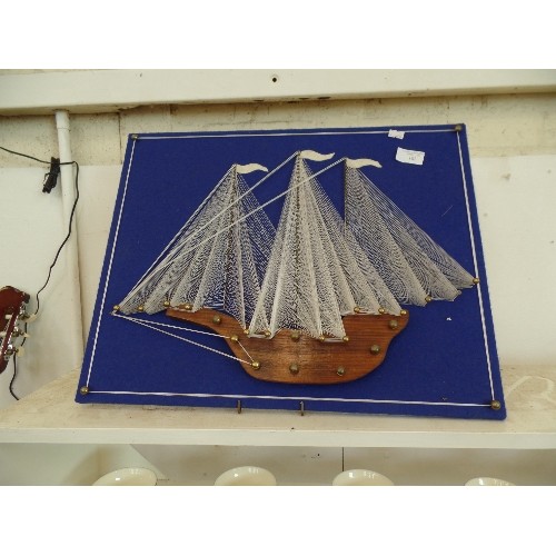 102 - 1970'S STRING ART 3 MAST SHIP.