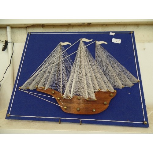 102 - 1970'S STRING ART 3 MAST SHIP.