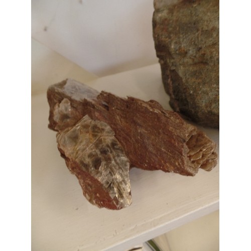 80 - A BEAUTIFUL SAMPLE OF MICA ROCK AND ANOTHER ROCK SAMPLE BELIEVED BY THE VENDOR TO BE WELSH ROCK WITH... 