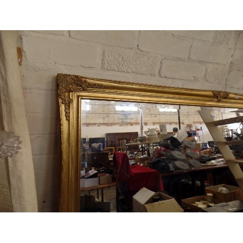 150 - VERY LARGE GILT FRAMED MIRROR WITH BEVELLED GLASS.