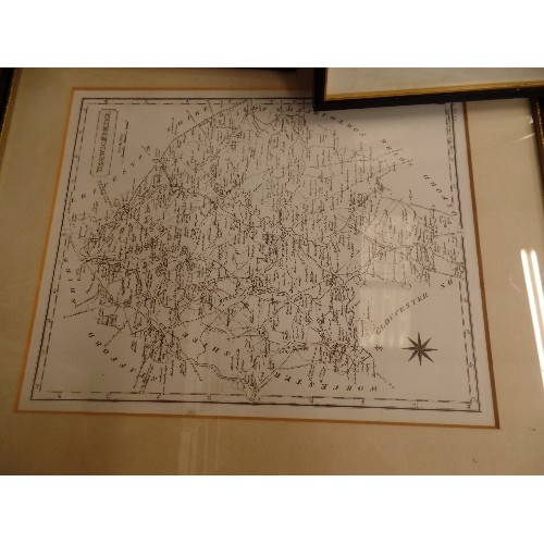 200 - 4 X FRAMED/GLAZED MAP. INC RUTLANDSHIRE, LEICESTERSHIRE, HAMPSHIRE, WARWICKSHIRE.