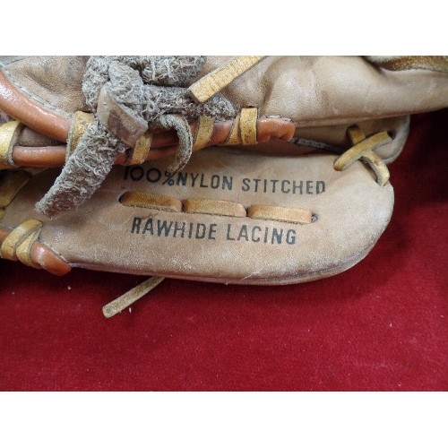 244 - 2 X LEATHER WINNERS CHOICE BASEBALL GLOVES. TWIN FLEX. RAWHIDE LACING.