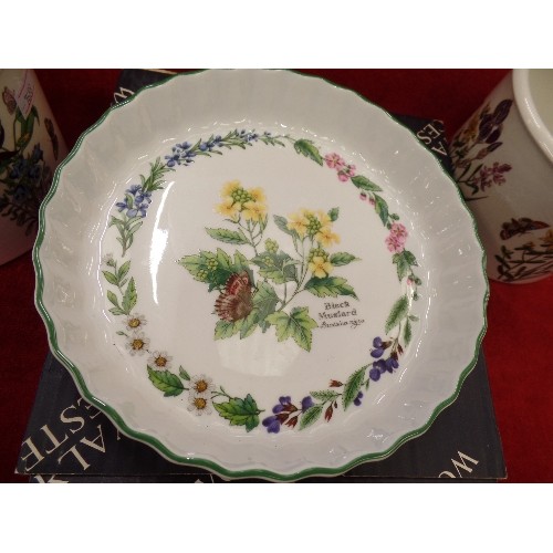 265 - ROYAL WORCESTER 'HERBS' FLAN DISH9WITH BOX], ALSO 2 X PORTMEIRION 'BOTANIC GARDEN' PLANTERS.