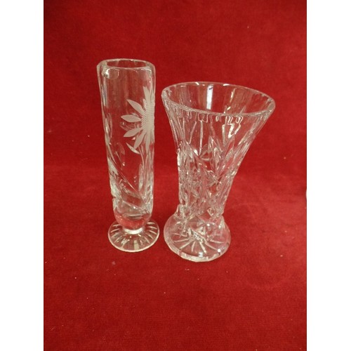 278 - CRATE OF GOOD QUALITY GLASS AND CRYSTAL VASES. MIXED STYLES.