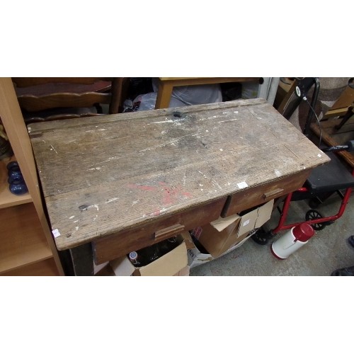 389 - VINTAGE PINE 2 DRAWER DESK