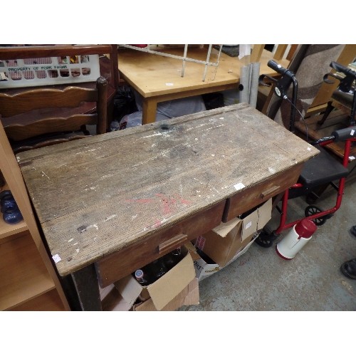 389 - VINTAGE PINE 2 DRAWER DESK