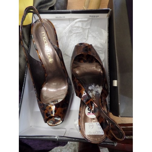 281 - 4 PAIRS OF GOOD QUALITY WOMENS SHOES, HARDLY WORN, SOME UNWORN. INC MODA IN PELLE BROWN PATENT MOCHI... 