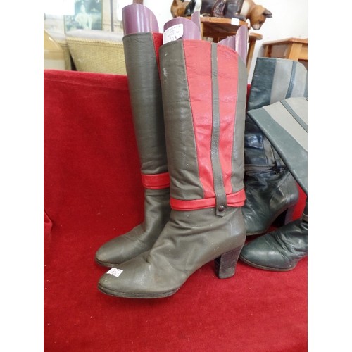 115 - 2 PAIRS OF 1980'S ITALIAN RIZZOLI LEATHER BOOTS. LADIES SIZE 39. 2-TONE.