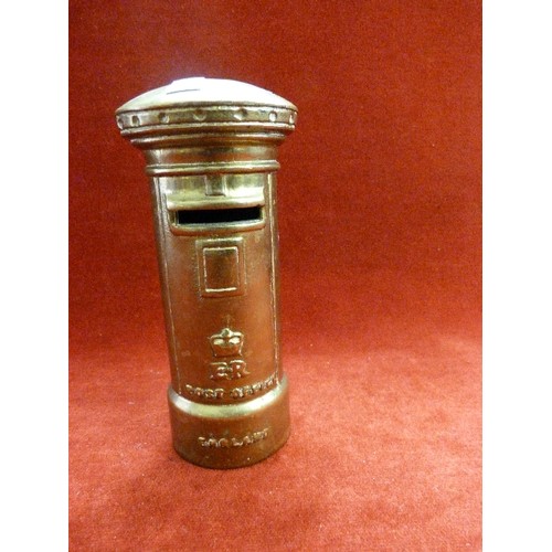 57 - HEAVY VINTAGE BRASS ROYAL MAIL POSTBOX-MONEYBOX.