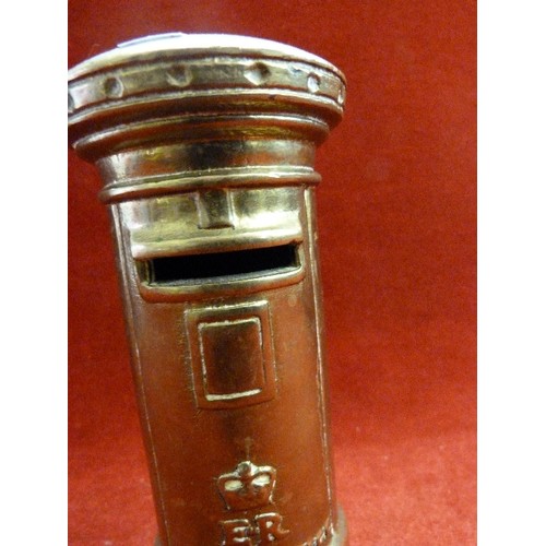 57 - HEAVY VINTAGE BRASS ROYAL MAIL POSTBOX-MONEYBOX.