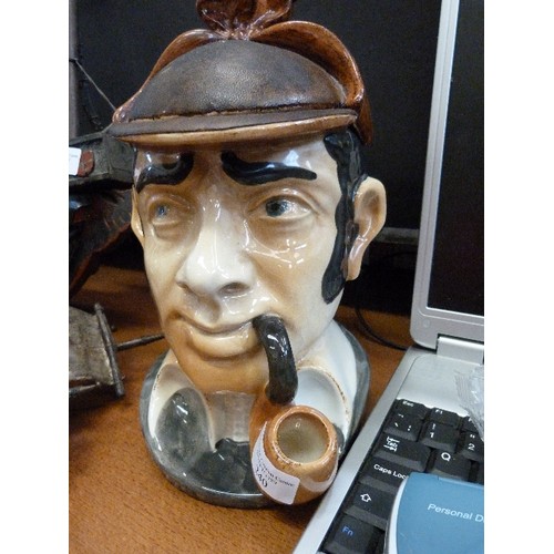 240 - SHERLOCK HOLMES GBD BISCUIT BARREL. HIS DEERSTALKER IS THE LID.