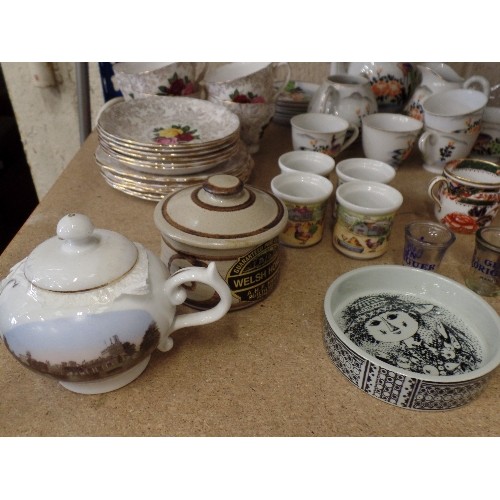 477 - ORIENTAL TEA SET , 6 PERSON BONE CHINA CUPS, SAUCERS AND PLATES SET WITH FLOWERS, CARLTONWARE POT ET... 