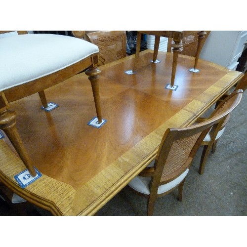 427 - LOVELY CONTEMPORARY AMERICAN WALNUT FRANK HUDSON EXTENDING DINING TABLE WITH 8 CANE WORK BACKED DINI... 