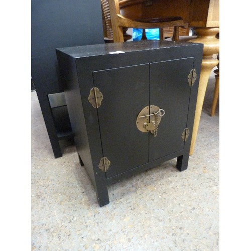 429 - THE BLACK BUREAU ORIENTAL BLACK LACQUERED STYLE CABINET