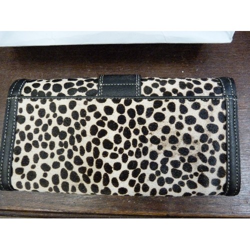 363 - BRAND NEW JAEGER ANIMAL PRINT PURSE. BRASS BUCKLE. IN JAEGER SHOP BAG.