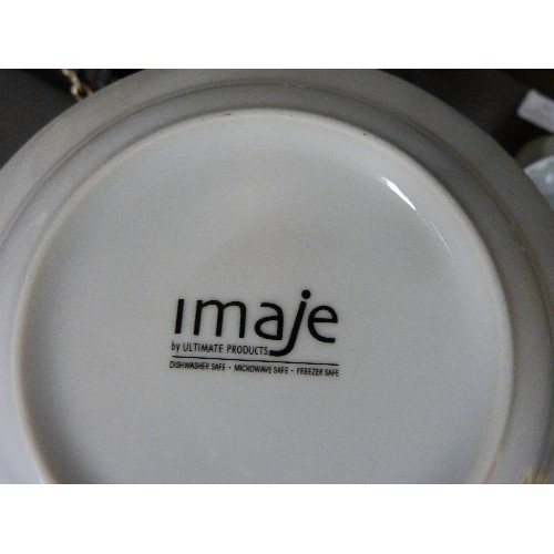 369 - CROCKERY SET. 'IMAJE' WHITE WITH PALE GREY RIM. [DISHWASH/MICRO/FREEZER SAFE.] DINNER PLATES, SIDE P... 