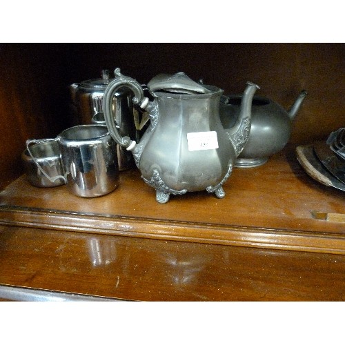 459 - QUANTITY OF SILVER PLATE AND STAINLESS STEEL  TEA WARE INCLUDING A OLD HALL 4 PIECE SET, VINTAGE SIL... 