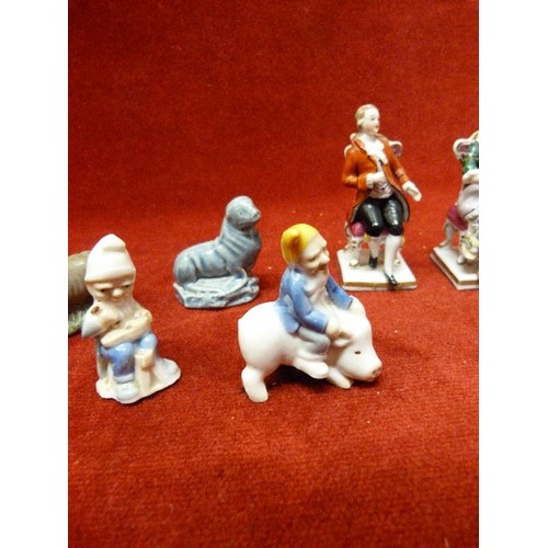 1 - 2 NAPLES CAPODIMONTE MINIATURE FIGURES AND QUANTITY OF WADE FIGURES