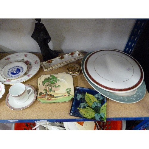 467 - WEDGEWOOD ANGELA ROSE BOWL, LIMOGES CUP AND SAUCER, PAIR OF VINTAGE ROYAL DOULTON SIDE PLATES, ETC