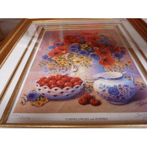 533 - 2 FRAMED AND GLAZED LIMITED EDITION PRINTS CORNFLOWERS AND POPPIES 1584/2450 AND APPLE BLOSSOM TIME ... 