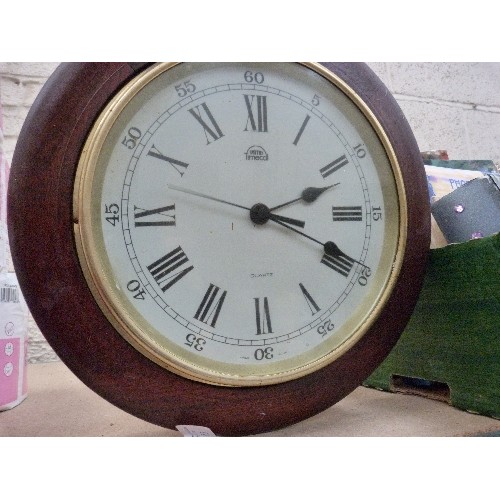 555 - SMITHS TIMECAL MAHOGANY EFFECT CIRCULAR WALL CLOCK