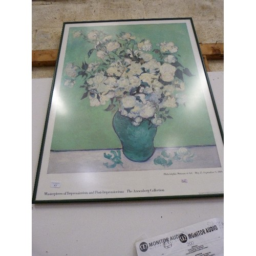 439 - FRAMED AND GLAZED PRINT VAN GOGH VASE OF ROSES FROM MATERPIECES OF IMPRESSIONISM COLLECTION