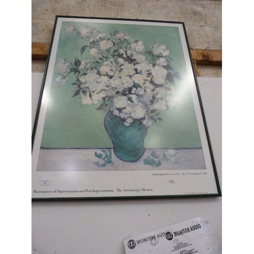 439 - FRAMED AND GLAZED PRINT VAN GOGH VASE OF ROSES FROM MATERPIECES OF IMPRESSIONISM COLLECTION