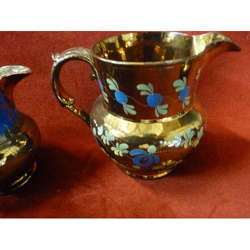 155A - 5 PIECES OF COPPER LUSTREWARE JUGS IN VARYING SIZES