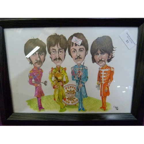 81 - BEATLES SGT PEPPERS LONELY HEART CLUB BAND. FRAMED/GLAZED PRINT.