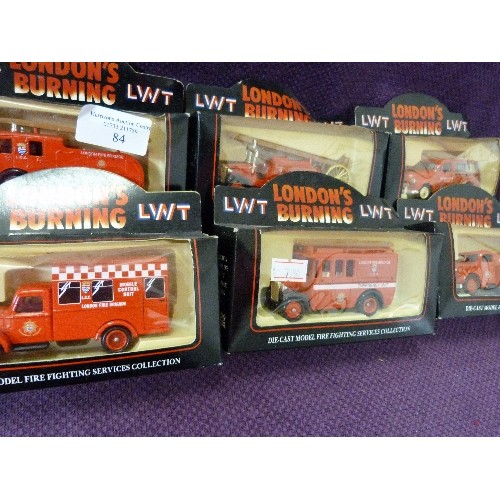 84 - LLEDO OFFICIAL LONDONS BURNING LWT DIE-CAST VEHICLES. SET OF 6.