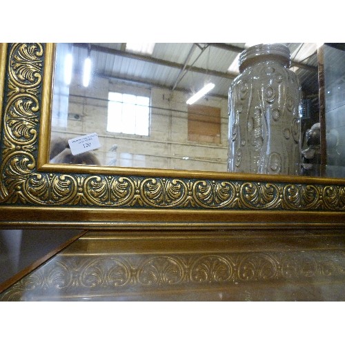 120 - GILT FRAMED BEVELLED WALL MIRROR. RECTANGULAR. APPROX 90CM.