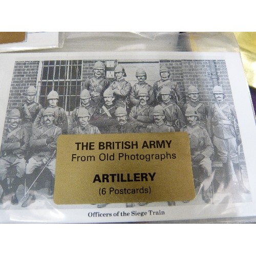 144 - NEW/PACKAGED GEOFF WHITE MILITARY POSTCARDS. 125 X SETS, 6 IN A SET, 5 X DIFFERENT DESIGNS.