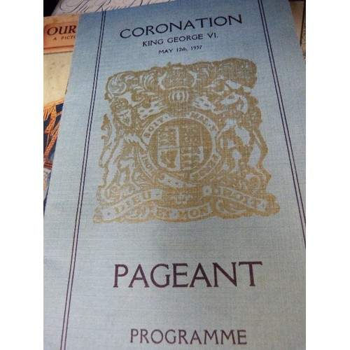 379 - VINTAGE ROYAL COMMEMORATIVE BOOKLETS. KING GEORGE VI AND QUEEN ELIZABETH, CORONATION PAGEANT PROGRAM... 