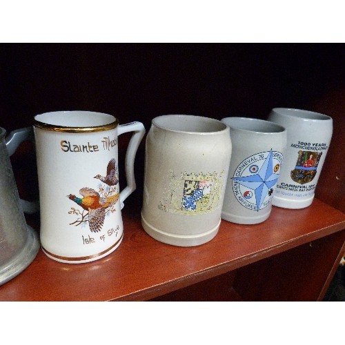 380 - GERMAN 70'S 80'S BEER TANKARD COLLECTION. 11 X CERAMIC, 3 X PEWTER.