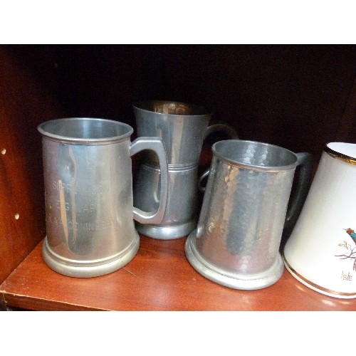 380 - GERMAN 70'S 80'S BEER TANKARD COLLECTION. 11 X CERAMIC, 3 X PEWTER.