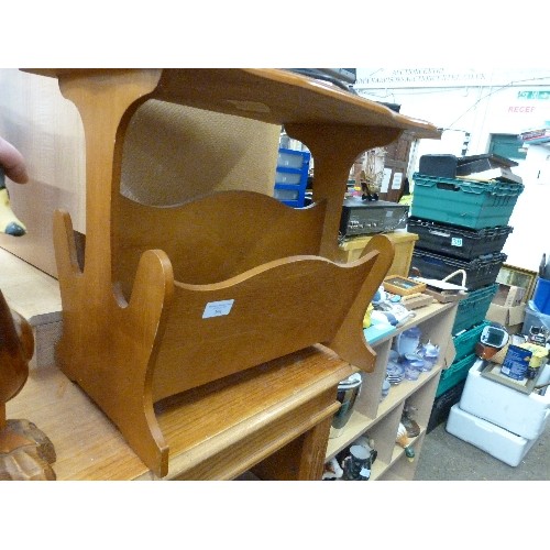 394 - TEAK SIDE TABLE/MAGAZINE RACK.