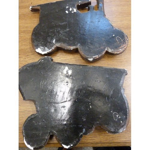 396 - STEAM ENGINE INTEREST. PAIR OF COPPER EFFECT METAL WALL PLAQUES.