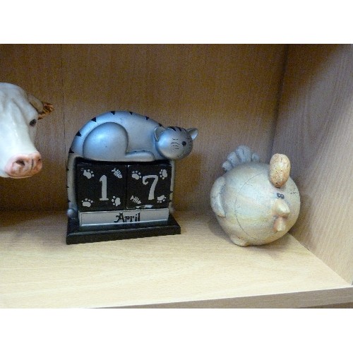 401 - CERAMIC COLLECTION OF COW[COOPERCRAFT]CHICKEN, CAT, DUCK, BIRD ETC.