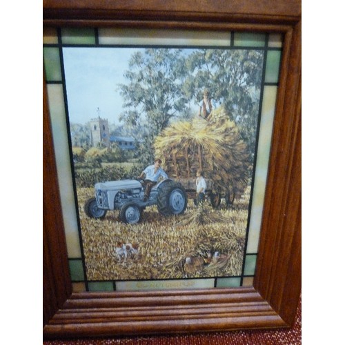 450 - DANBURY MINT WALL CLOCK. 'THE FORD TRACTOR' STAINED GLASS CLOCK, BY MICHAEL HERRING.