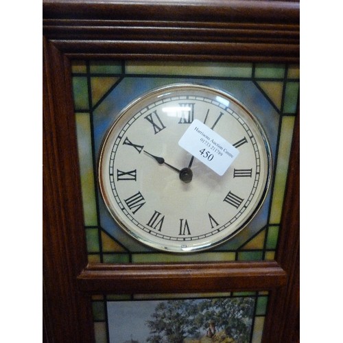 450 - DANBURY MINT WALL CLOCK. 'THE FORD TRACTOR' STAINED GLASS CLOCK, BY MICHAEL HERRING.