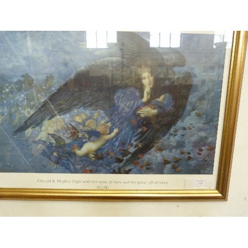 160 - GILT FRAMED PRINT BY EDWARD.R.HUGHES. 'NIGHT WITH HER TRAIN OF STARS & HER GREAT GIFT OF SLEEP'