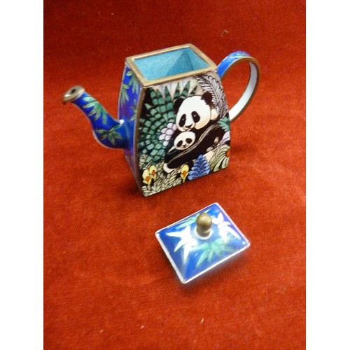 2 - HAND ENAMELLED MINIATURE TEAPOT WITH PANDAS - 