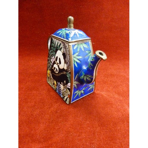 2 - HAND ENAMELLED MINIATURE TEAPOT WITH PANDAS - 