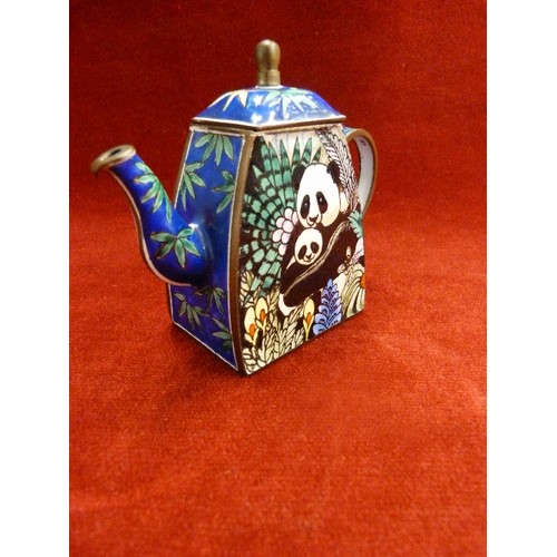 2 - HAND ENAMELLED MINIATURE TEAPOT WITH PANDAS - 